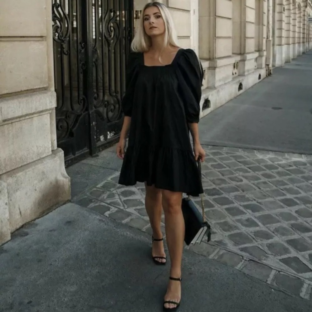 H&M Conscious Puff-Sleeved Cotton Dress